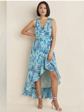 VENUS Multicolor High Low Ruffle Hem Maxi  Dress*